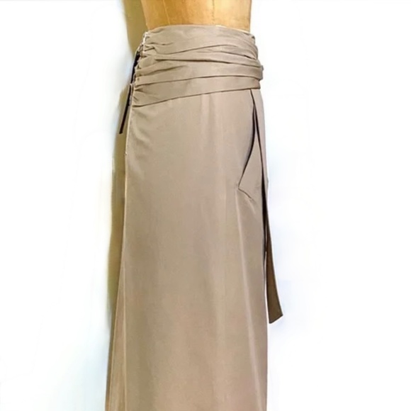 Rokh Twist-Front Button Embellished Cotton Gabardine Midi Skirt - Picture 11 of 12